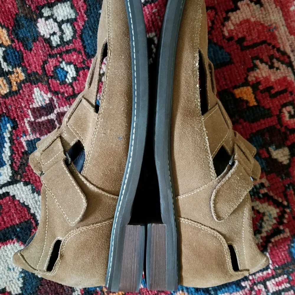 Calto Fisherman Sandals suede shoes brown, Lifters sz 8
